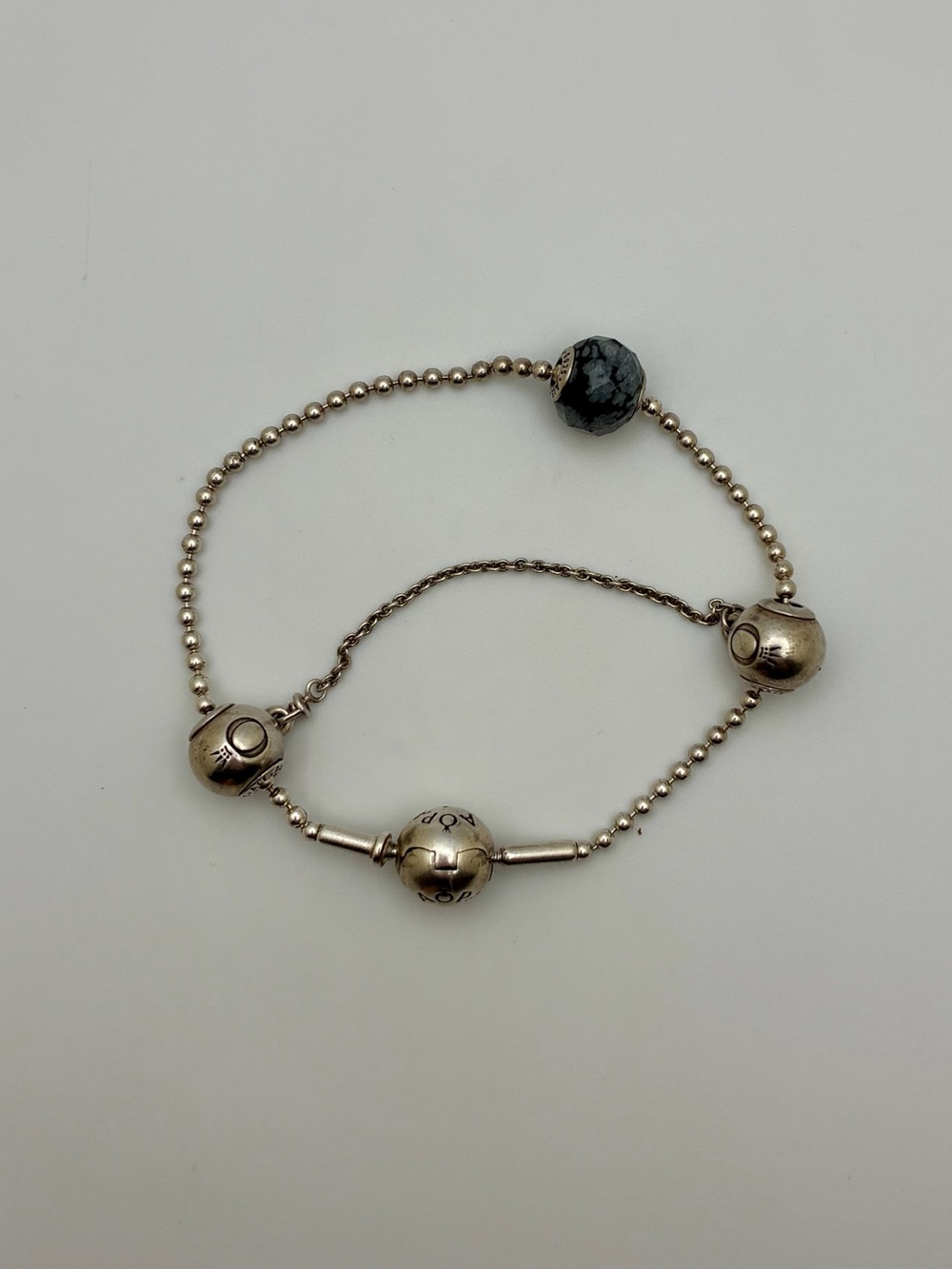 PANDORA Essence Beaded silver charm Bracelet